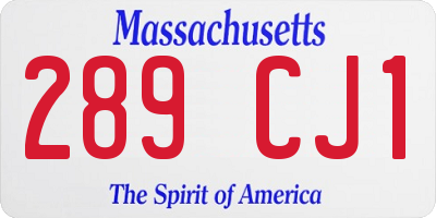 MA license plate 289CJ1