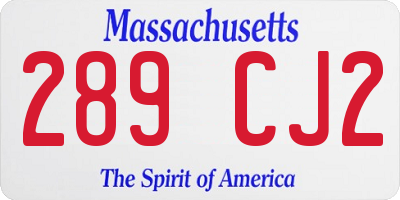 MA license plate 289CJ2