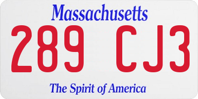 MA license plate 289CJ3
