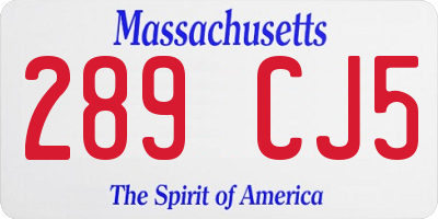 MA license plate 289CJ5