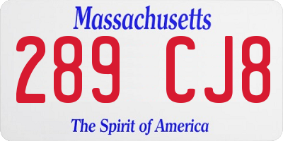 MA license plate 289CJ8