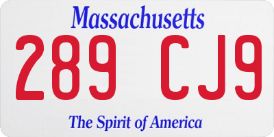 MA license plate 289CJ9