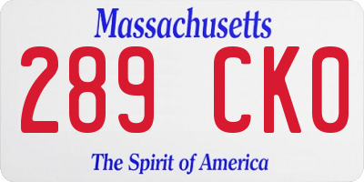 MA license plate 289CK0