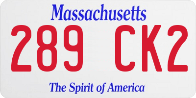 MA license plate 289CK2