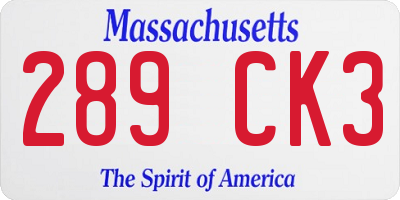 MA license plate 289CK3