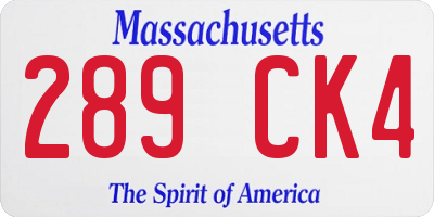 MA license plate 289CK4