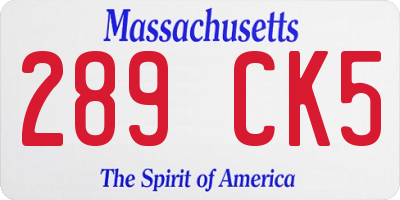 MA license plate 289CK5