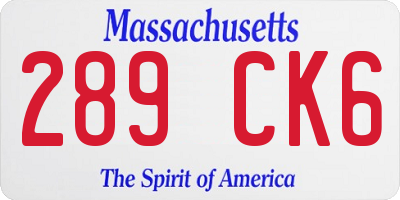 MA license plate 289CK6