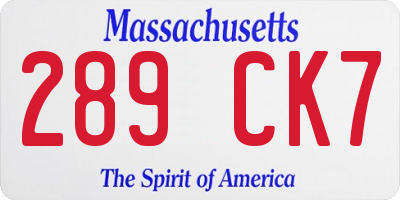 MA license plate 289CK7