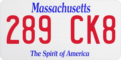 MA license plate 289CK8