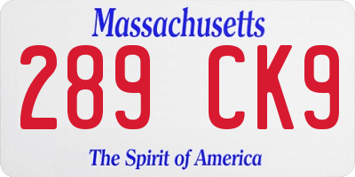 MA license plate 289CK9