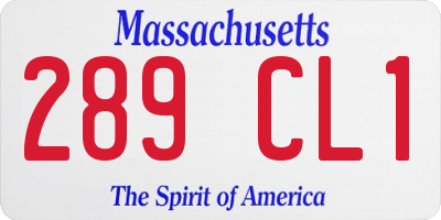 MA license plate 289CL1