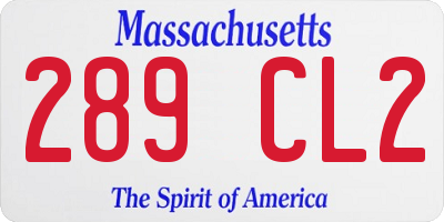 MA license plate 289CL2