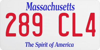 MA license plate 289CL4