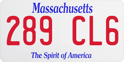 MA license plate 289CL6
