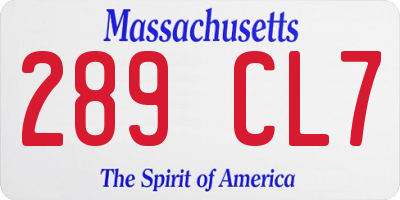 MA license plate 289CL7