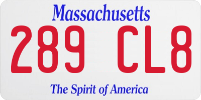 MA license plate 289CL8