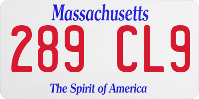 MA license plate 289CL9