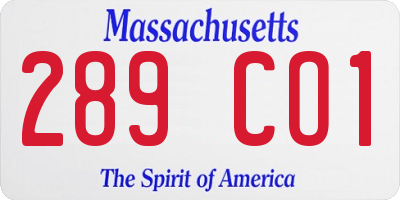 MA license plate 289CO1