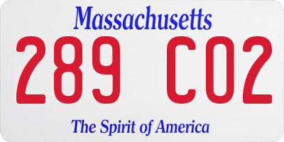 MA license plate 289CO2