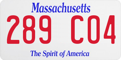 MA license plate 289CO4