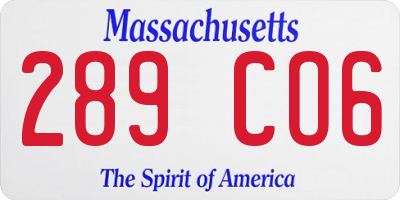 MA license plate 289CO6