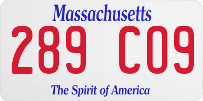MA license plate 289CO9