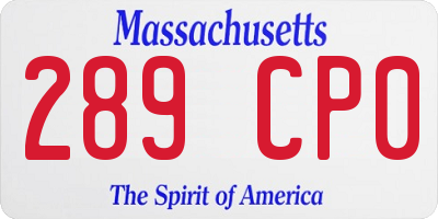 MA license plate 289CP0