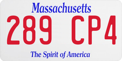 MA license plate 289CP4