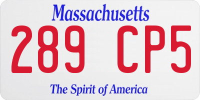MA license plate 289CP5