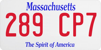 MA license plate 289CP7
