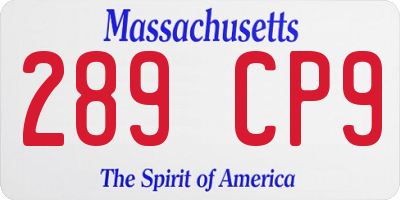 MA license plate 289CP9