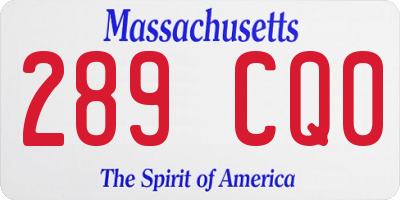 MA license plate 289CQ0