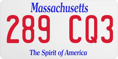 MA license plate 289CQ3