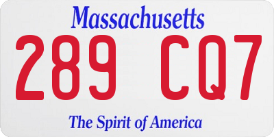 MA license plate 289CQ7