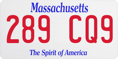 MA license plate 289CQ9