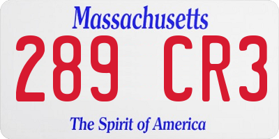 MA license plate 289CR3