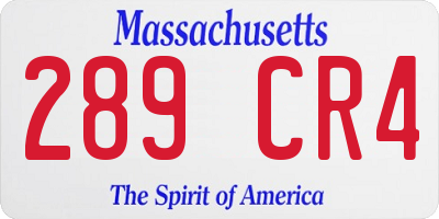 MA license plate 289CR4