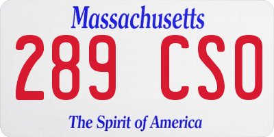 MA license plate 289CS0