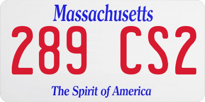 MA license plate 289CS2