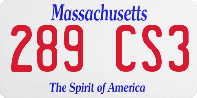 MA license plate 289CS3