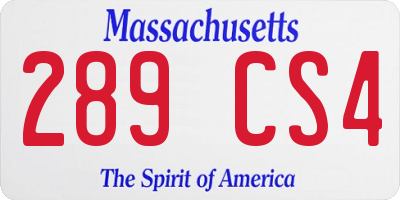 MA license plate 289CS4