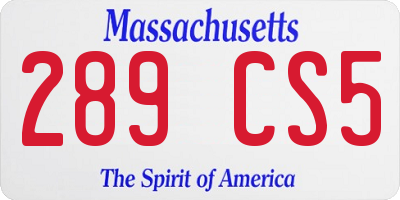MA license plate 289CS5
