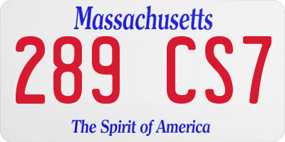 MA license plate 289CS7
