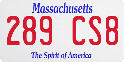 MA license plate 289CS8