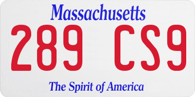 MA license plate 289CS9