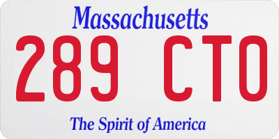 MA license plate 289CT0