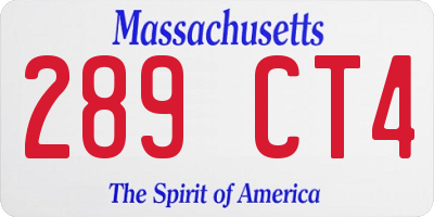 MA license plate 289CT4