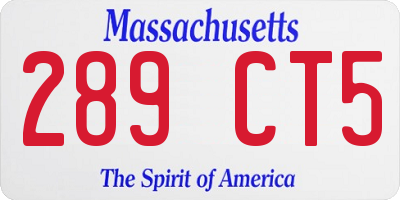 MA license plate 289CT5