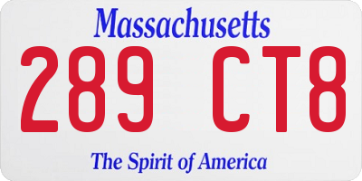 MA license plate 289CT8